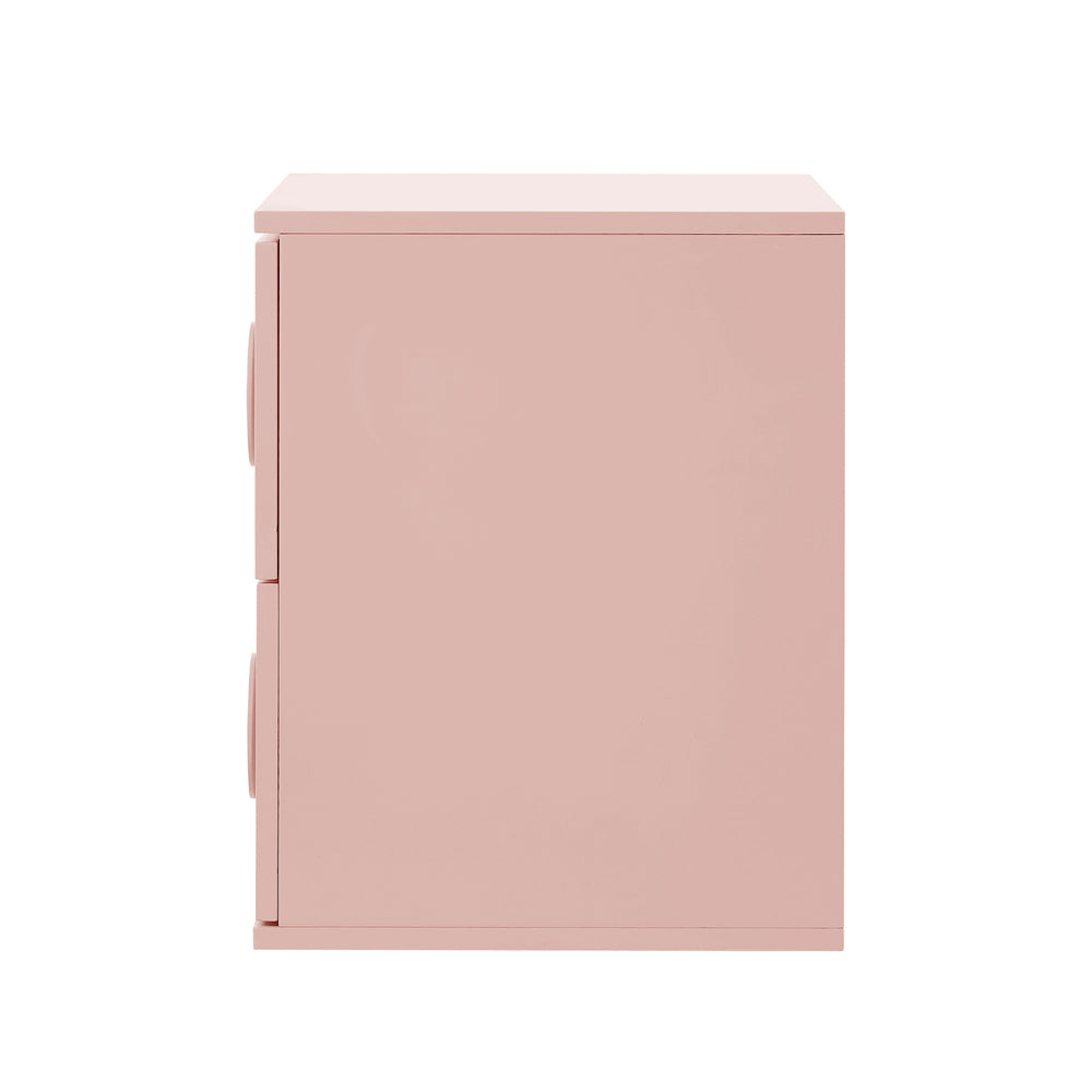 Bedside Table 2 Drawers Nightstand Side Storage Cabinet Pink