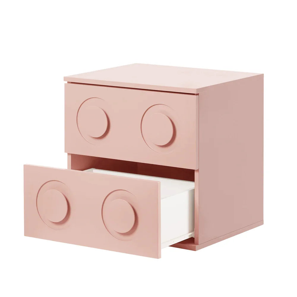 2x Bedside Table 2 Drawers Nightstand Side Cabinet Pink