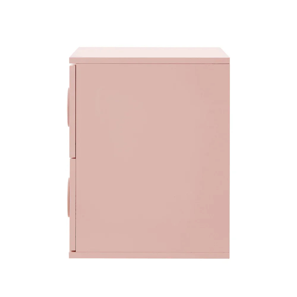 2x Bedside Table 2 Drawers Nightstand Side Cabinet Pink