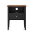 Oikiture Bedside Table 1 Drawer and Shelf Black Farmhouse Nightstand