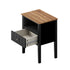 Oikiture Bedside Table 1 Drawer and Shelf Black Farmhouse Nightstand