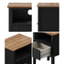 Oikiture Bedside Table 1 Drawer and Shelf Black Farmhouse Nightstand