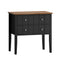Oikiture Farmhouse Bedside Table 2 Drawer Black Nightstand Storage