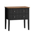 Oikiture Farmhouse Bedside Table 2 Drawer Black Nightstand Storage
