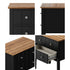 Oikiture Farmhouse Bedside Table 2 Drawer Black Nightstand Storage