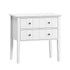 Oikiture Farmhouse Bedside Table 2 Drawer White Nightstand Storage