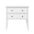 Oikiture Farmhouse Bedside Table 2 Drawer White Nightstand Storage
