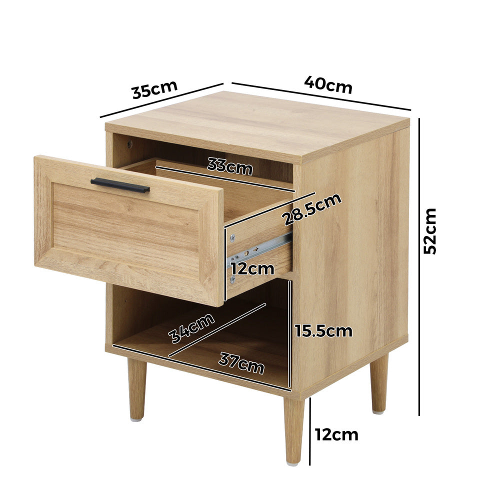 Bedside Table Nightstand Bedroom Storage Cabinet Natural