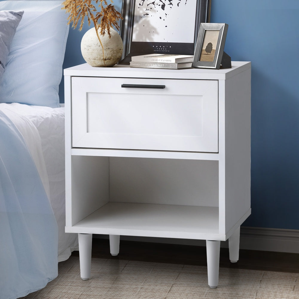 Bedside Table Nightstand Bedroom Storage Cabinet White
