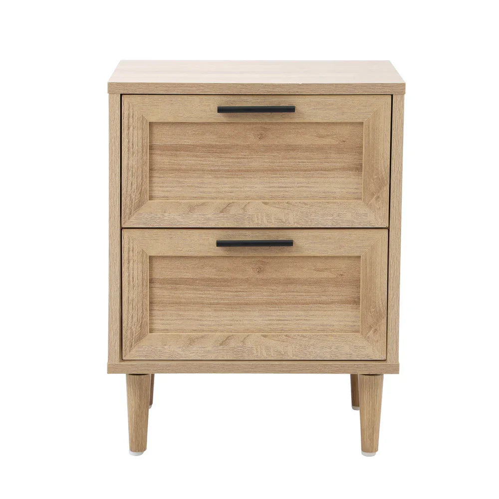 Bedside Table Nightstand 2 Drwers Natural