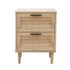Oikiture Bedside Table Nightstand 2 Drwers Natural