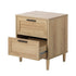 Oikiture Bedside Table Nightstand 2 Drwers Natural