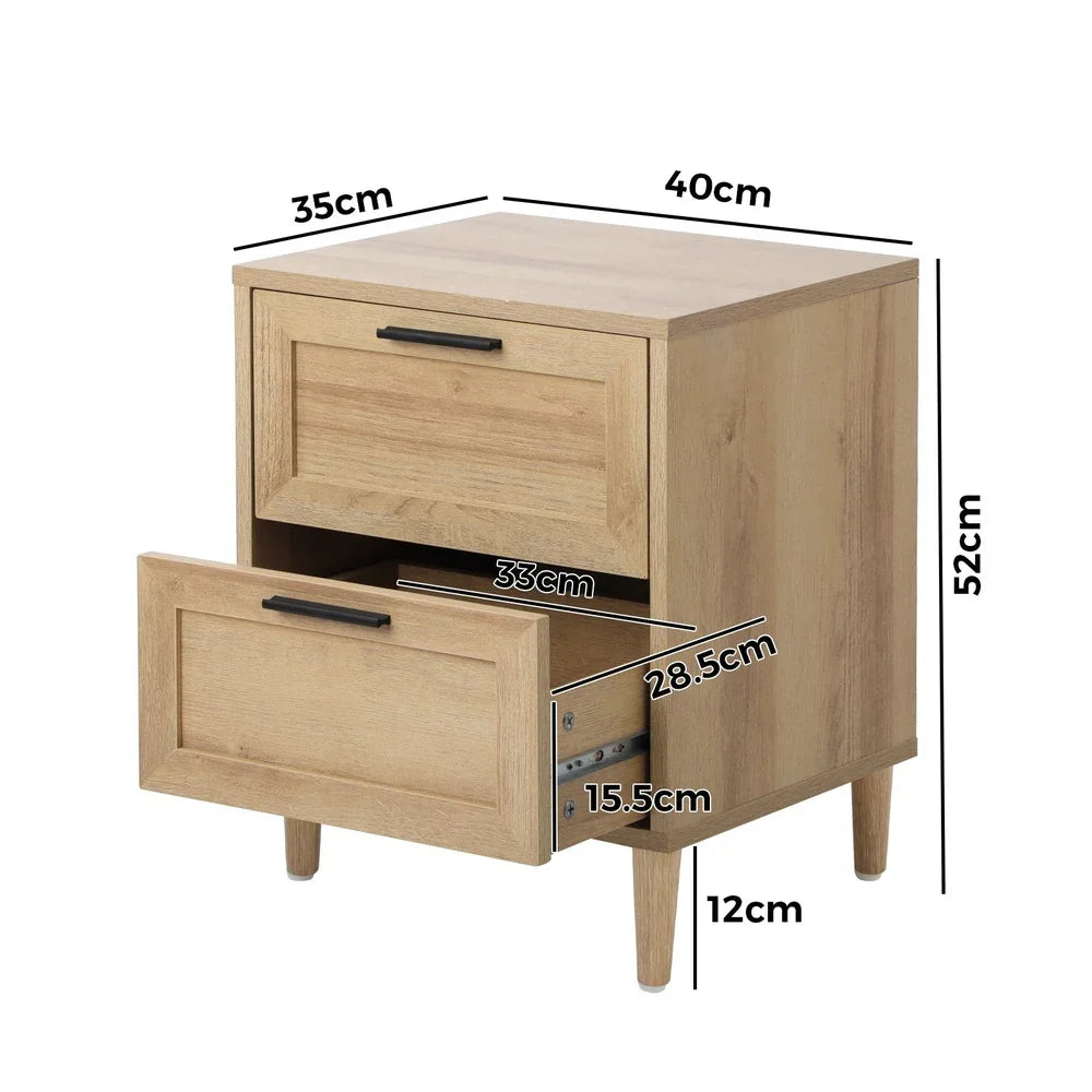 Oikiture Bedside Tables Set of 2 Nightstand Wood