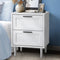 Oikiture Bedside Table 2 Drawer Nightstand White Wood Finish