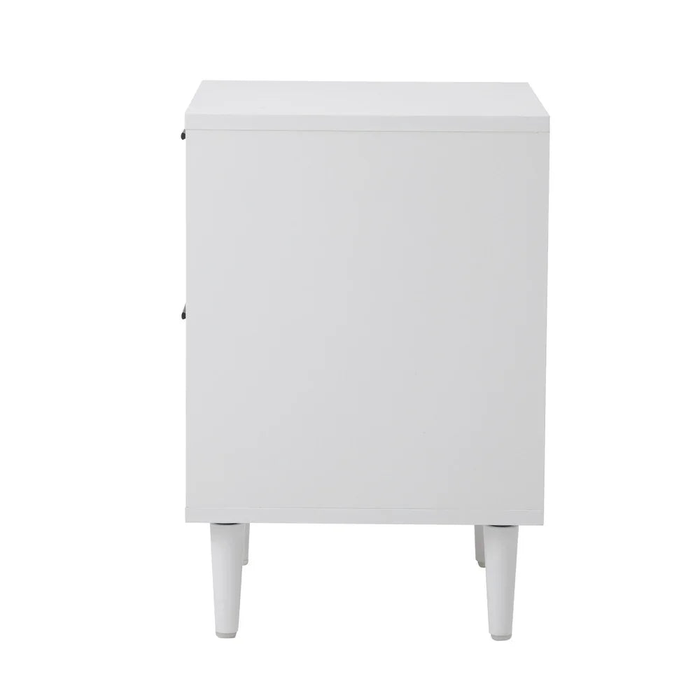 Oikiture Bedside Table Nightstand 2 Drwers White