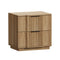 Bedside Table – Fluted Drawer Front, 2 Drawers, Natural Wood Look