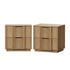 Bedside Table – 2 Drawers, Fluted Design, Wood Grain, Natural (Set of 2)