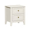 Oikiture Bedside Table with 2 Drawers, White Country Nightstand, Metal Handles