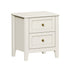 Oikiture Bedside Table with 2 Drawers, White Country Nightstand, Metal Handles