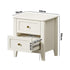 2pc Bedside Table 2 Drawers Metal Handle White