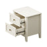 Oikiture Bedside Table with 2 Drawers, White Country Nightstand, Metal Handles