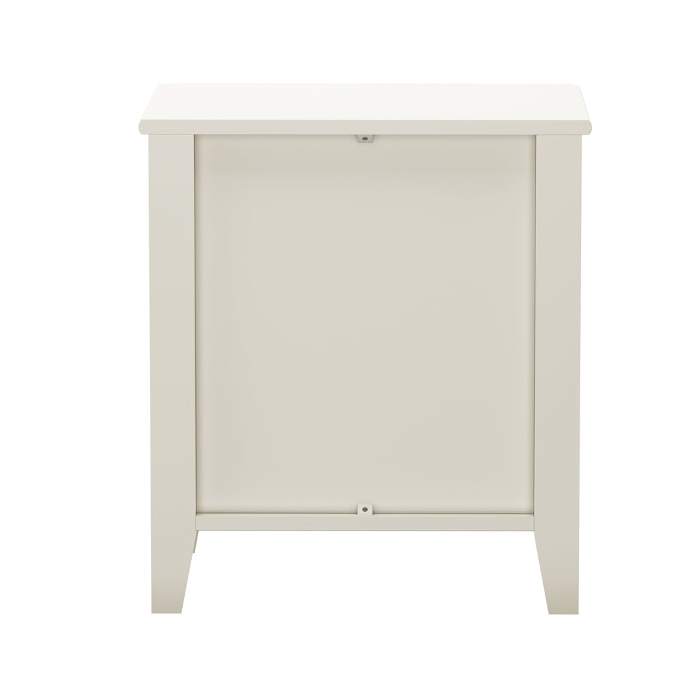 2pc Bedside Table 2 Drawers Metal Handle White