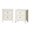 2pc Bedside Table 2 Drawers Metal Handle White