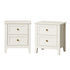 2pc Bedside Table 2 Drawers Metal Handle White