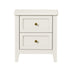 2pc Bedside Table 2 Drawers Metal Handle White