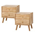 Set of 2 Bedside Tables 2 Drawers Side Tables Rubber Wood