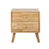 Set of 2 Bedside Tables 2 Drawers Side Tables Rubber Wood