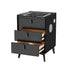 Oikiture 2x Smart Bedside Tables Wireless Charging LED 3 Drawers Black