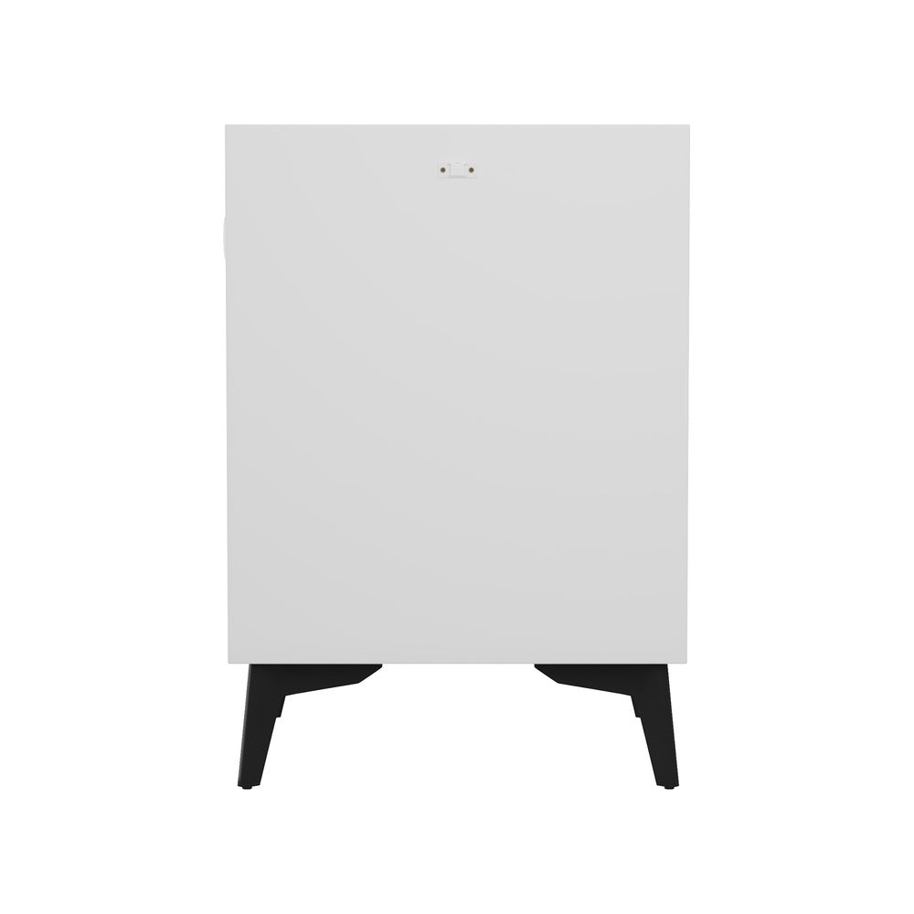 2x Smart Bedside Tables Wireless Charging LED 3 Drawers White