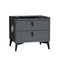 Oikiture Smart Bedside Table Wireless Charging LED 2 Drawers Grey