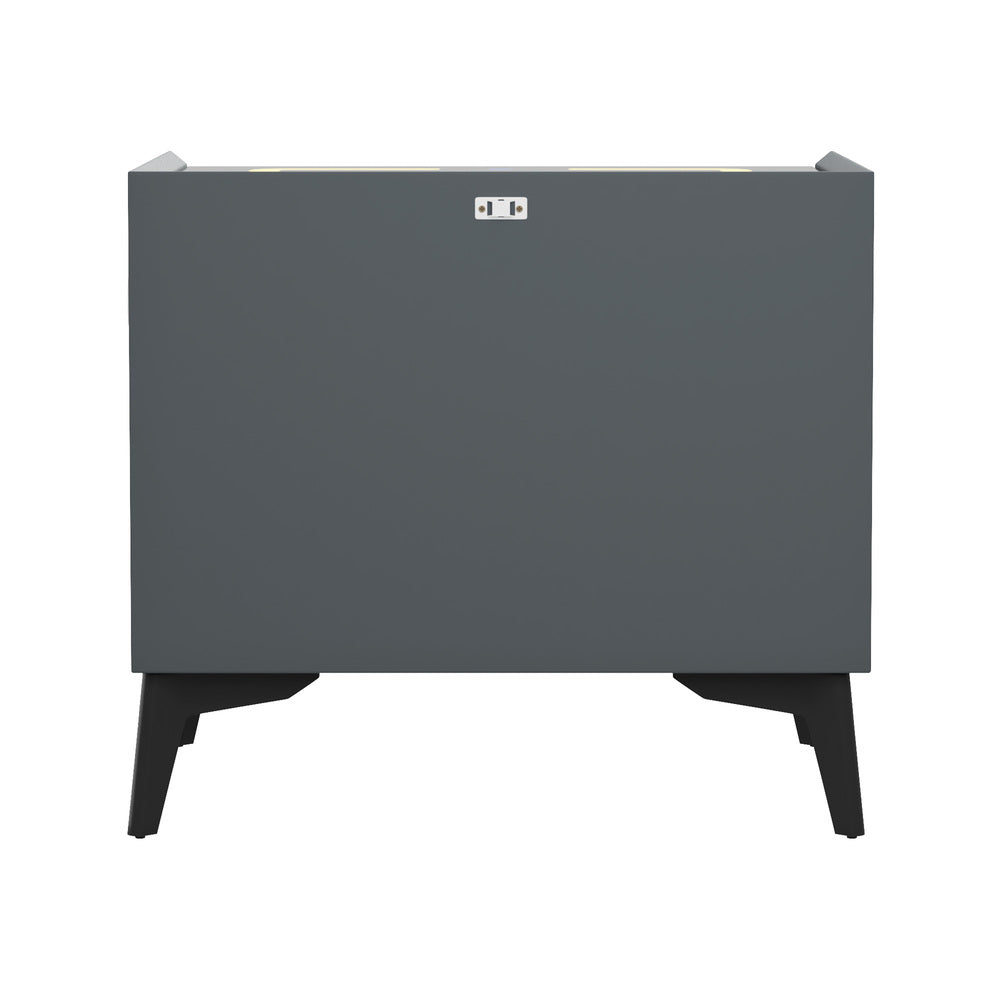Oikiture 2x Smart Bedside Tables Wireless Charging LED Nightstand Grey