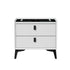 Oikiture Smart Bedside Table LED Wireless Charging 2 Drawers White