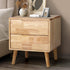 Bedside Table 2‑Drawer – Solid Wood Natural Nightstand Storage