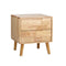 Bedside Table 2‑Drawer – Solid Wood Natural Nightstand Storage