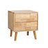 Bedside Table 2‑Drawer – Solid Wood Natural Nightstand Storage