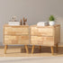 Bedside Tables Set of 2 – Solid Wood 2‑Drawer Natural Nightstands