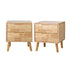 Bedside Tables Set of 2 – Solid Wood 2‑Drawer Natural Nightstands