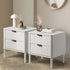 Oikiture 2× Bedside Tables White – 2‑Drawer Nightstands with Wood Legs 48cm