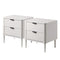 Oikiture 2× Bedside Tables White – 2‑Drawer Nightstands with Wood Legs 48cm