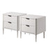 Oikiture 2× Bedside Tables White – 2‑Drawer Nightstands with Wood Legs 48cm