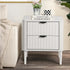 Oikiture 2× Bedside Tables White – 2‑Drawer Nightstands with Wood Legs 48cm