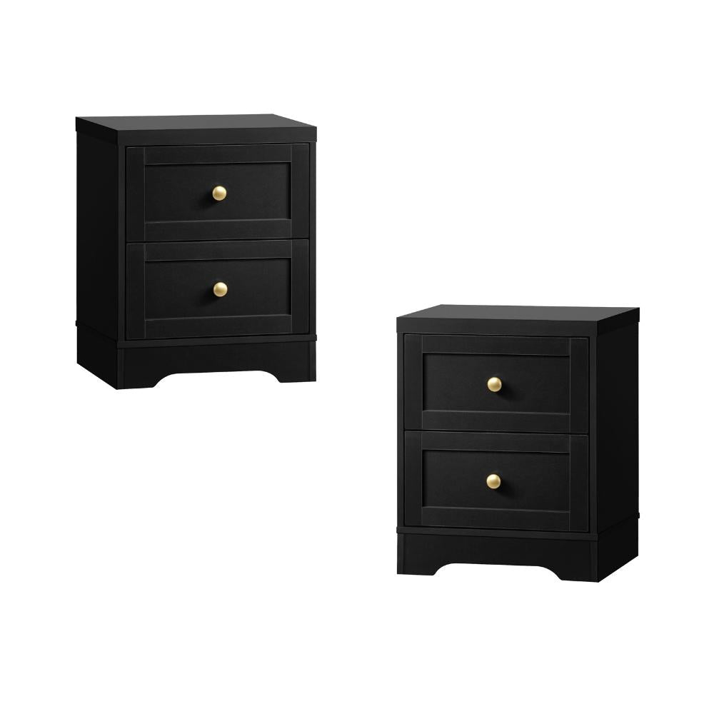 2X Bedside Tables Hamptons Furniture Black
