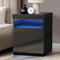 LED Bedside Table Black High Gloss Nightstand with USB