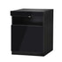 Bedside Table LED Nightstand Shelf Black