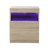 Oikiture Bedside Tables Set of 2 LED Nightstand Shelf Natural