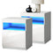 Oikiture Set of 2 LED Bedside Tables White Nightstand with USB Port